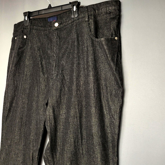 Denim & Co Pants Womens 28 Metallic Stretch Straight Leg Jeans Shimmer Glam - Picture 3 of 13